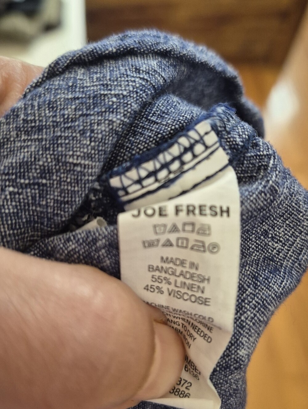 Joe Fresh Linen Shirt Dress Blue Medium Casual Boho Chambray Shift - Picture 9 of 9